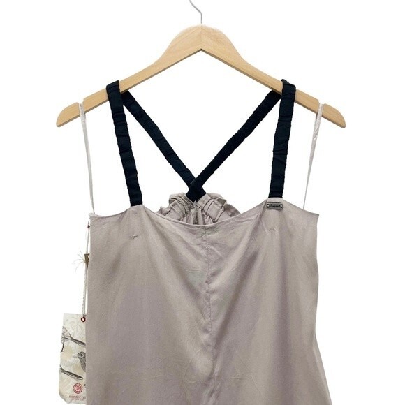 NWT Element Cross Strap Halter Slip Tank Taupe Rayon Black Straps Size Large NEW - Picture 4 of 10